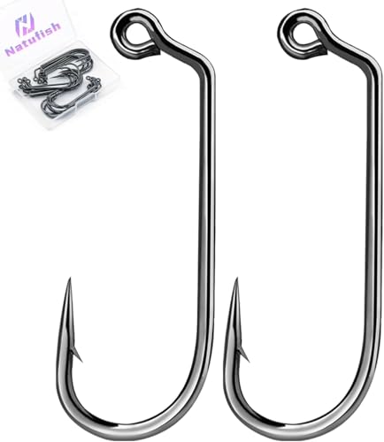60 Degree Jig Hooks - 25pcs Long Shank Fishing Hooks