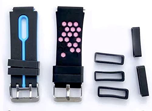 20mm Silicone Watch Band Strap Loops - 4 Piece Black Keeper Set