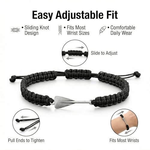 Rowing Charm Bracelet for Men - Adjustable Nautical Rope - Black