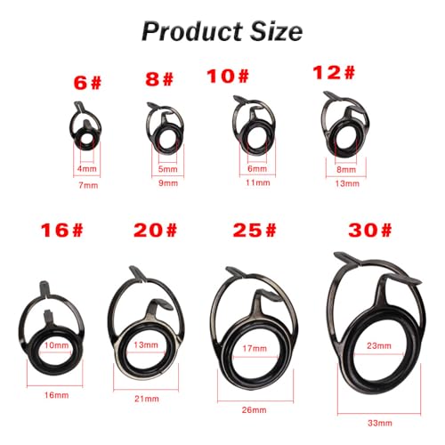 8-Piece Fishing Rod Tip Repair Kit with Stainless Steel Guides