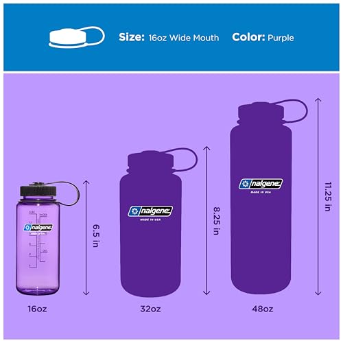 Nalgene 16 oz Wide Mouth Water Bottle - Purple, Durable & Leak-Proof