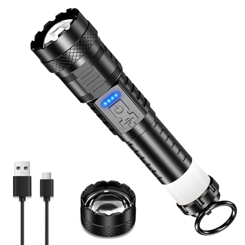 Rechargeable 3000 Lumen LED Flashlight - Earrck Black, High Lumens, 8 Light Modes