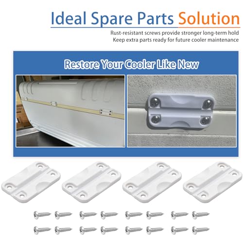 Cooler Hinge Replacement Kit for Igloo 50-165 Qt - White, 4 Pack