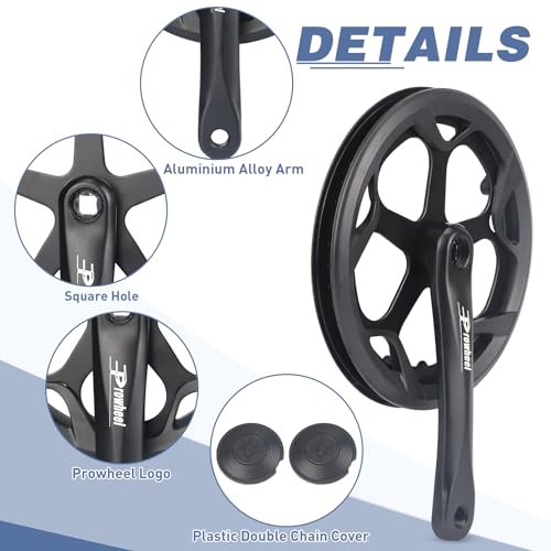 WEEROCK 48T 170mm Aluminium Alloy Crankset with Steel 46/48/52T Chainring & Double Chain Cover for E-Bikes Folding Bicycles
