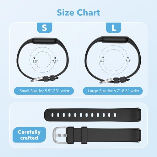 Dr.Sept Waterproof Fitbit Luxe Band 4-Pack for Women Men Large 6.7-8.3 Inch - Black, Starlight, Green, Grey
