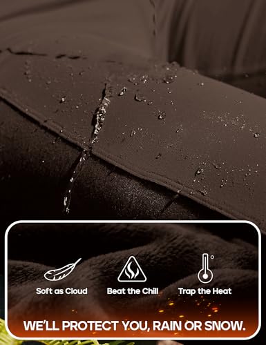 Heathyoga Fleece Lined Waterproof Hiking Leggings Women Large Espresso