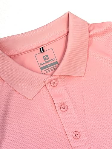 Southpole Men's Birdseye Performance Polo Shirt XL Pink Moisture-Wicking