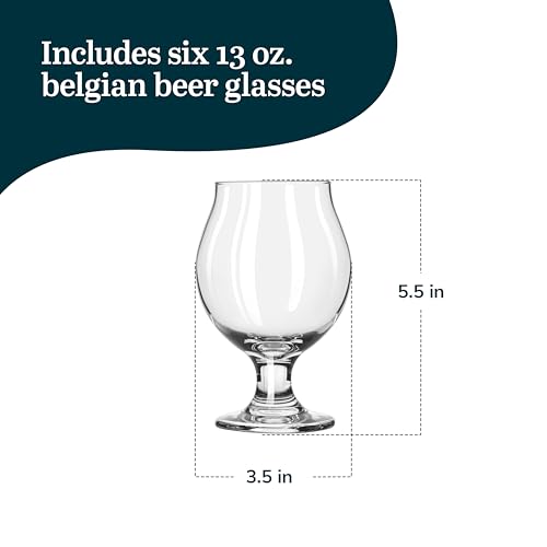 Libbey Entertaining Essentials Belgian Beer Glasses 13 oz - 6 Tulip Glasses (Entertaining Belgian 6)