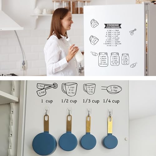 Kitchen Unit of Measurement Conversion Chart, Vinyl Measuring Conversion Decals for Cooking Baking, Gallon Quart Pint Cup Ounce Tbsp Tsp Conversion Chart Stickers for Cupboard Wall Fridge