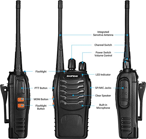 Baofeng Long Range UHF Two-Way Radio Set 3-Pack Black Rechargeable Handheld Communicators