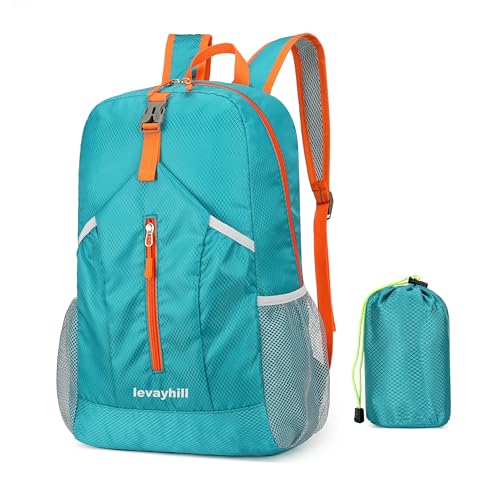Levayhill 25L Foldable Hiking Backpack Lake Blue – Ultra Lightweight Daypack