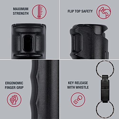 Black SABRE 2-in-1 Pepper Gel with Detachable Whistle & Safety Keychain
