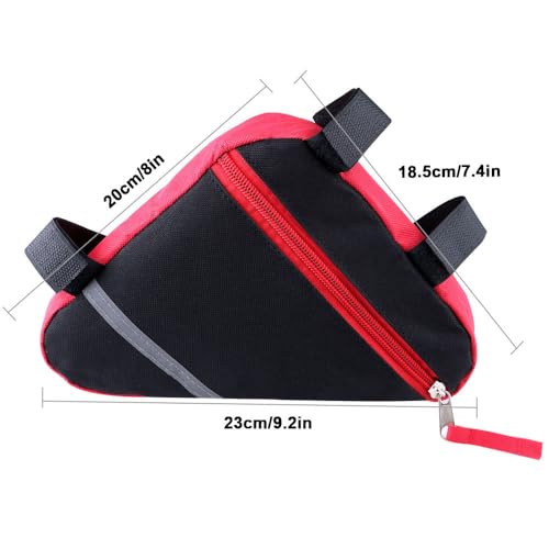 Waterproof Bike Triangle Bag with Reflective Strips - Red