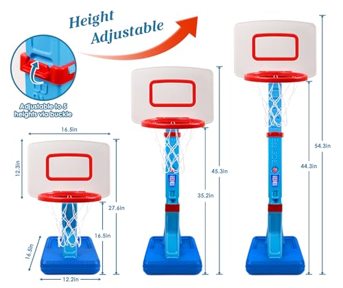 SUPER JOY Blue Toddler Basketball Hoop - Adjustable Indoor & Outdoor Kids Toy