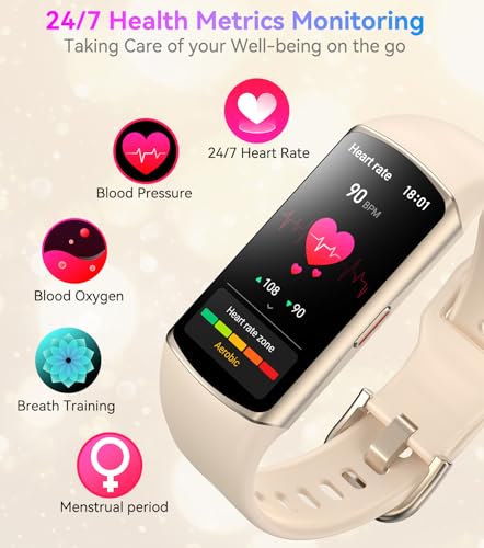 Smart Watch Fitness Tracker - 24/7 Health Monitor, IP68 Waterproof - Champagne Gold
