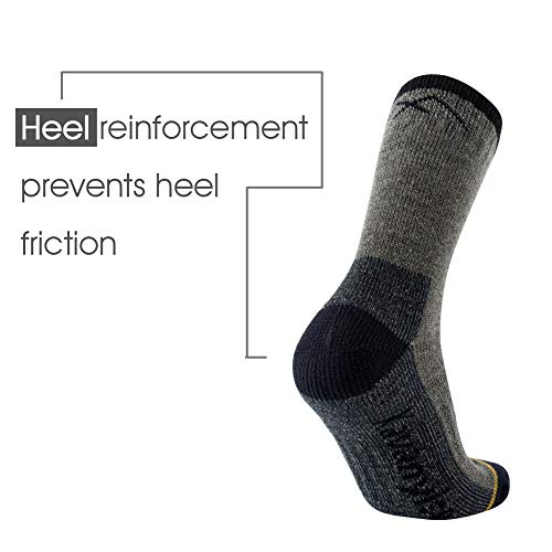 Men's Merino Wool Hiking Socks - Breathable Athletic Crew - 1 Pair Littlegaryyellowletter