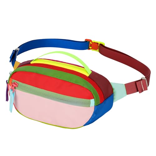 Retro Fanny Pack for Women and Men Pink Waist Bag with 2 Pockets - Festival 80s 90s Style
