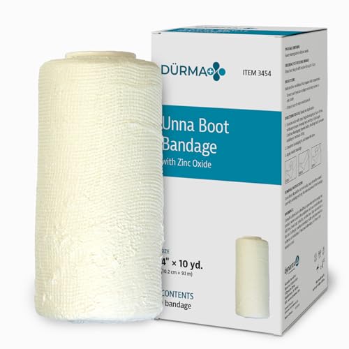 Dynarex Dürma+ Unna Boot Bandage with Zinc Oxide, 4 inch x 10 yards, Box of 1 Roll