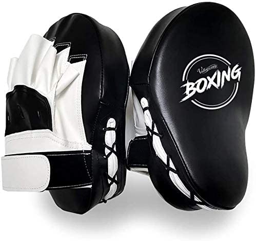 Valleycomfy Curved Boxing Punch Mitts for Men Women Black White