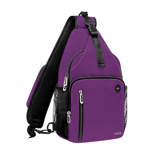 MOSISO Plum Sling Backpack with USB Charging Port & Multiple Pockets - Travel & Hiking Crossbody Bag