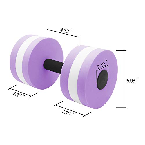 Water Dumbbells for Pool Exercise - 2 Pcs Lightweight EVA Foam - Purple