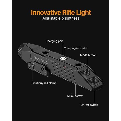 TOUGHSOUL Hunting Flashlight Red Light, Low Profile Mlok Picatinny Mounted Portable Flashlight for Coyote Hog Varmint Night Hunt
