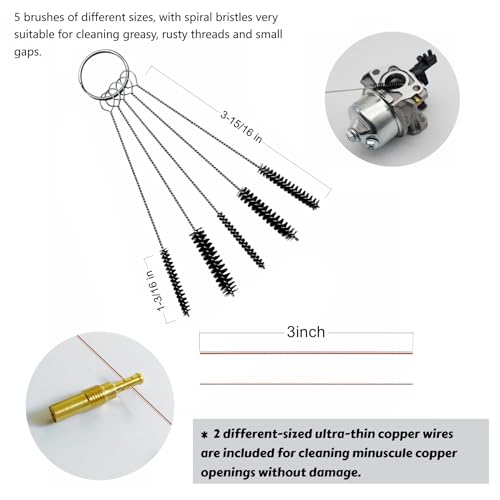 Carburetor Cleaning Kit - Nylon Brushes & Wire Needles Set