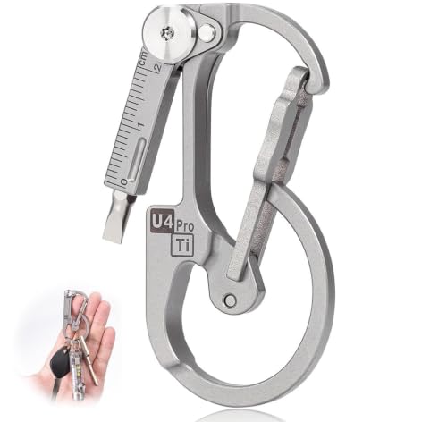 Titanium Carabiner with Dual-Bit Screwdriver & Safety Lock — Compact EDC Multi-Tool