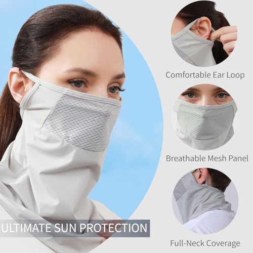 Cooling Balaclava Face Mask - UPF 50 Sun Protection, One Size White
