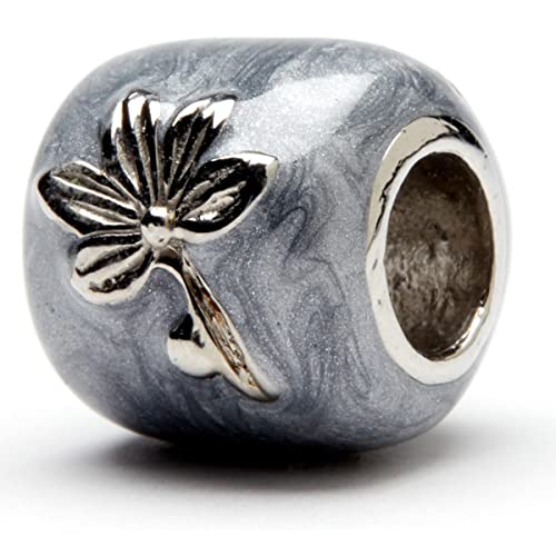 Ohio State University Charm Bead - Gray Block O Stainless Steel