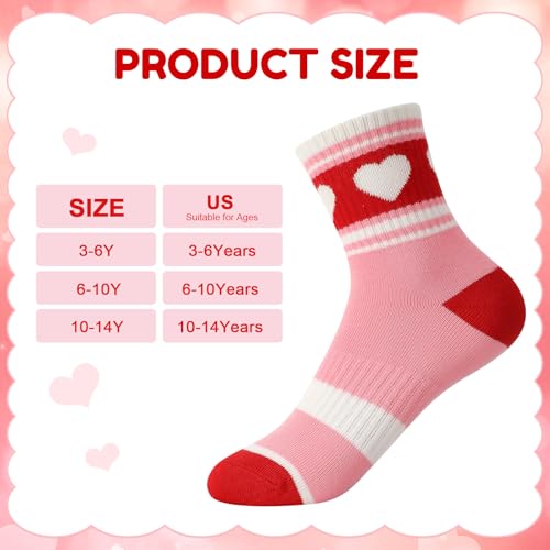 Girls Athletic Crew Socks - 6 Pairs, 3-6 Years, Blue Pink White