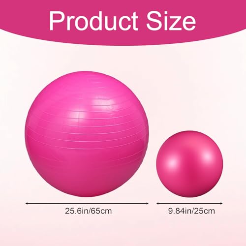 Kifmurase 25-Inch Pink Anti-Burst Yoga Ball 2-Pack for Pilates, Pregnancy & Therapy
