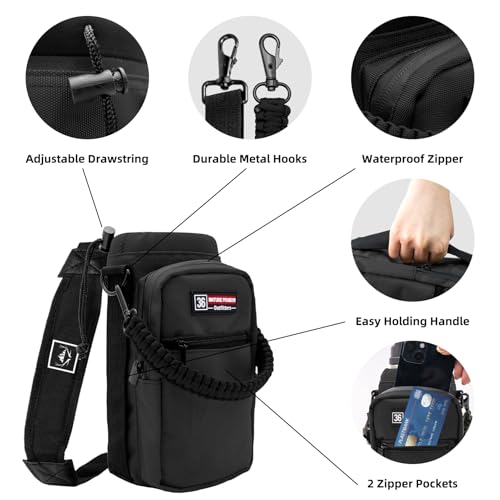 Nature Pioneor 32-36oz Insulated Water Bottle Carrier with Strap | Hands-Free Bottle Holder
