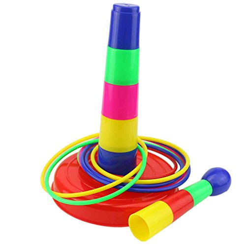 18" Colorful Plastic Ring Toss Game Set for Kids - Portable & Easy Setup