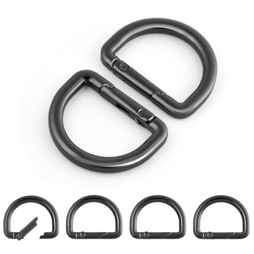 1 Inch Spring D Ring Clips - 10pcs Metal Carabiner Clips - Gun Black