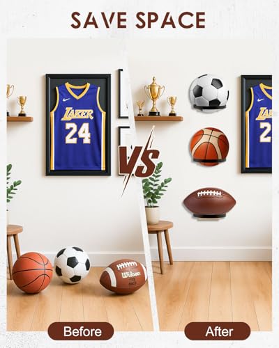 Wall Mount Basketball Holder Set – Space-Saving Sports Ball Organizer for Home, Gym, Garage