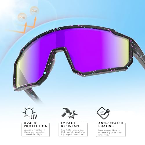 Kids Polarized Baseball Sunglasses - Lightweight TR90 Frame, Purple Lens