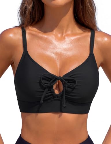 BMJL Women's Large Black Tie Front Cutout Bikini Top - Sexy Swimwear
