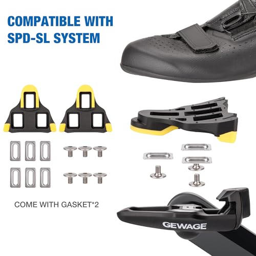 GEWAGE Carbon Fiber Road Bike Pedals – Lightweight Clipless SPD-SL CrMo Axle
