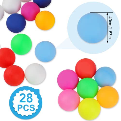 28 Pcs 40mm Colored Ping Pong Balls for Table Tennis & Crafts