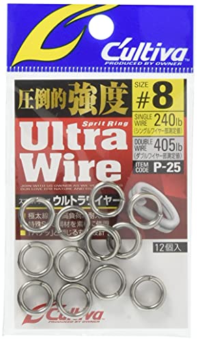 Owner P-25 Split Ring Ultra Wire #8 12 Pieces - Fishing Tackle Accessories, 240lb/405lb Strength, Single Item Variation