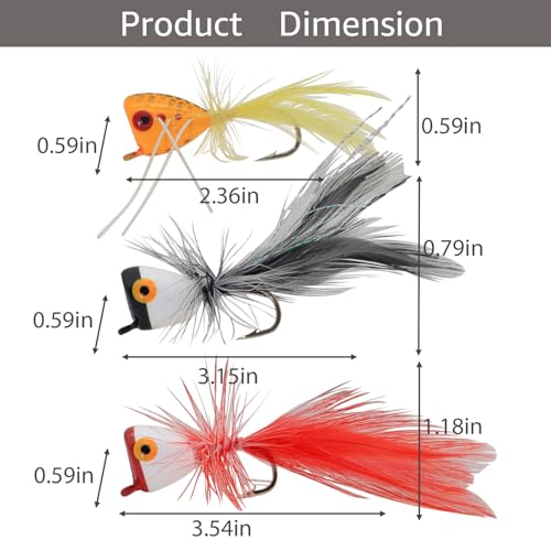 FishingPepo 10pcs Fly Fishing Poppers Set for Bass Trout & Panfish - New Design