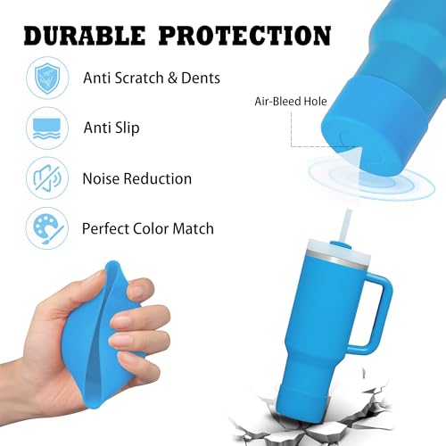 5-Piece Tumbler Accessory Set: Silicone Boot, Straw Topper & Charm - Blue