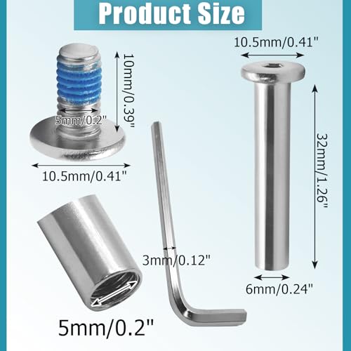 32mm Inline Skate Wheel Replacement Screws - Metal Socket Set - Pack of 5