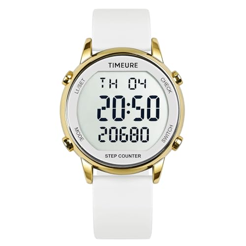 Pedometer Watch for Women - Step Counter, White, 30M Water Resistant