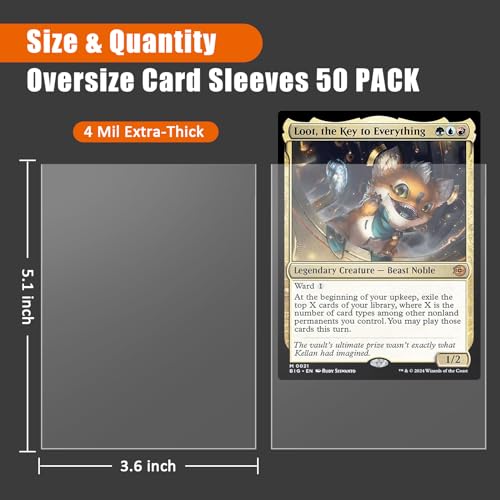 Oversized Card Sleeves 91x130mm - 50 Pack Clear Protective Jumbo Sleeves