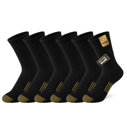 Comfoex Boys Athletic Crew Socks 6 Pairs Black 4-10 Years Variation 7-10