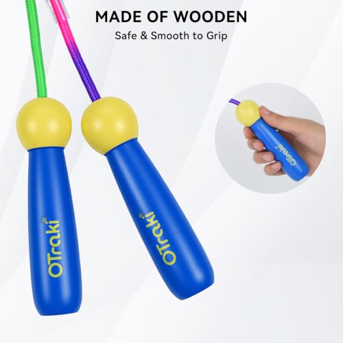 Adjustable Jump Rope with Wooden Handle - 8.2ft, Blue