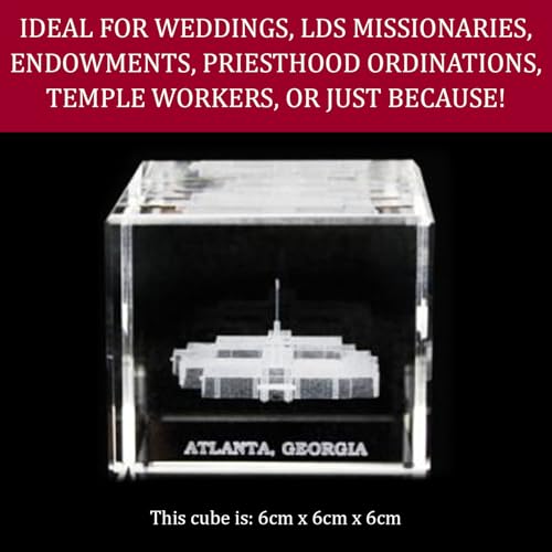Elegant LDS Temple Crystal Cube Paperweight - Atlanta Georgia
