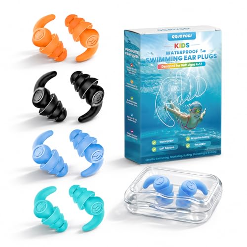 Kids Waterproof Silicone Swimming Ear Plugs - Reusable, Comfortable for Ages 4-12